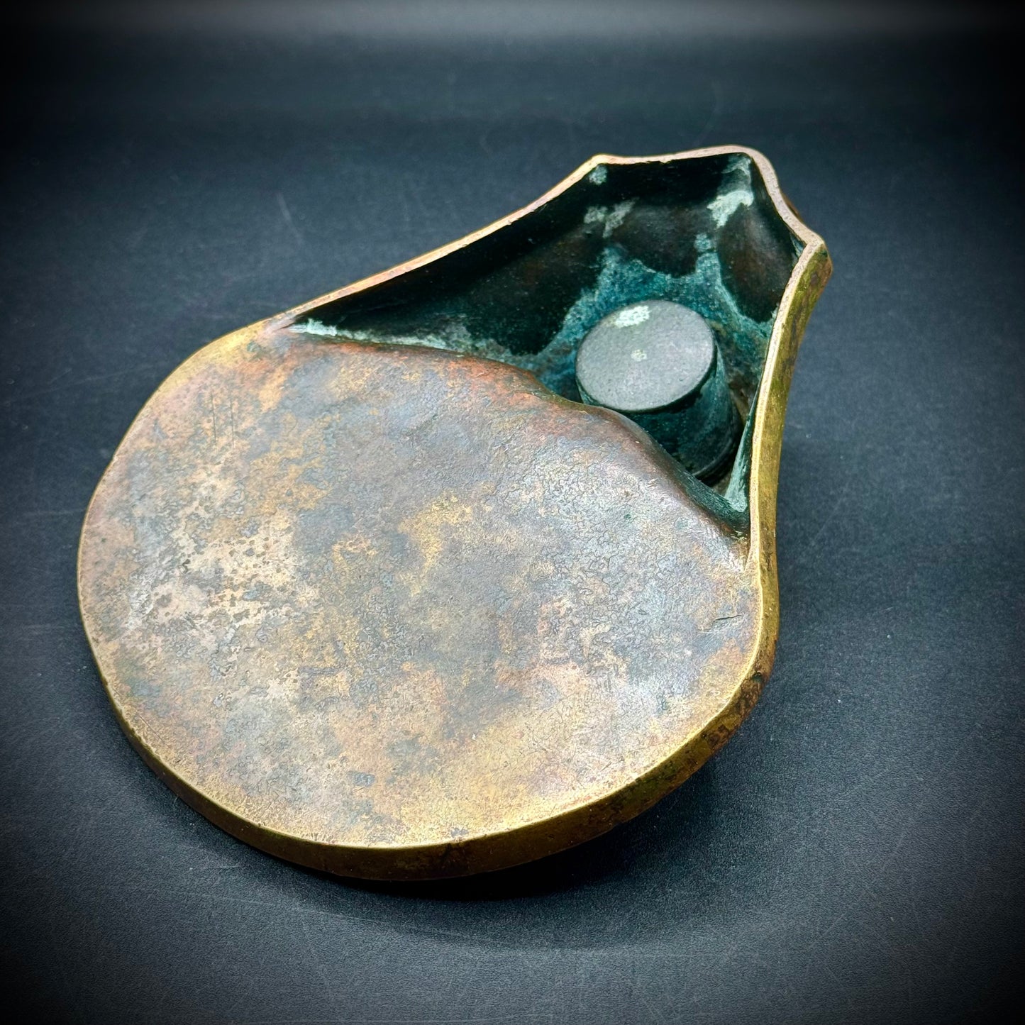 Stunning Antique Art Nouveau Bronze Ink Well with Beautiful Woman's Face