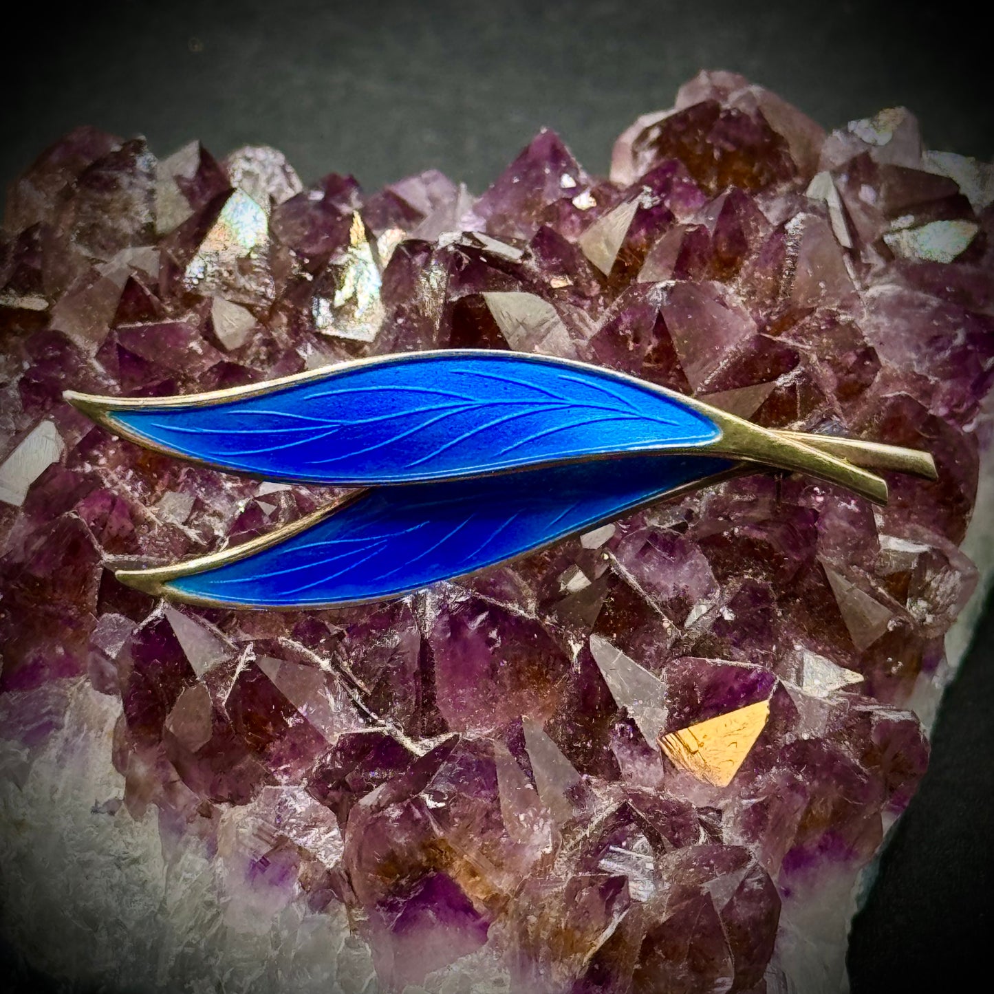 Vintage David Andersen Norway Sterling & Gold Guillocche Pin/Brooch