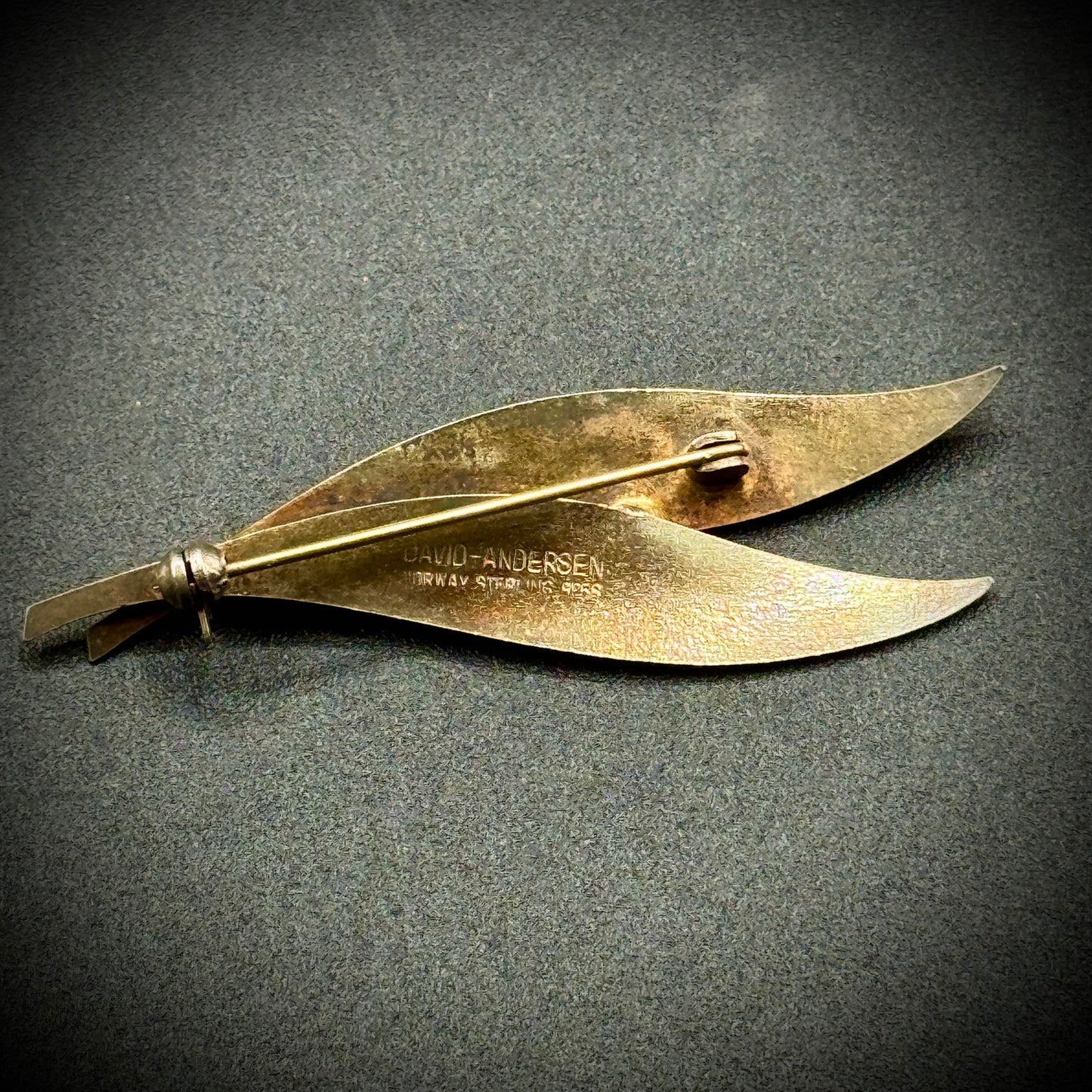 Vintage David Andersen Norway Sterling & Gold Guillocche Pin/Brooch
