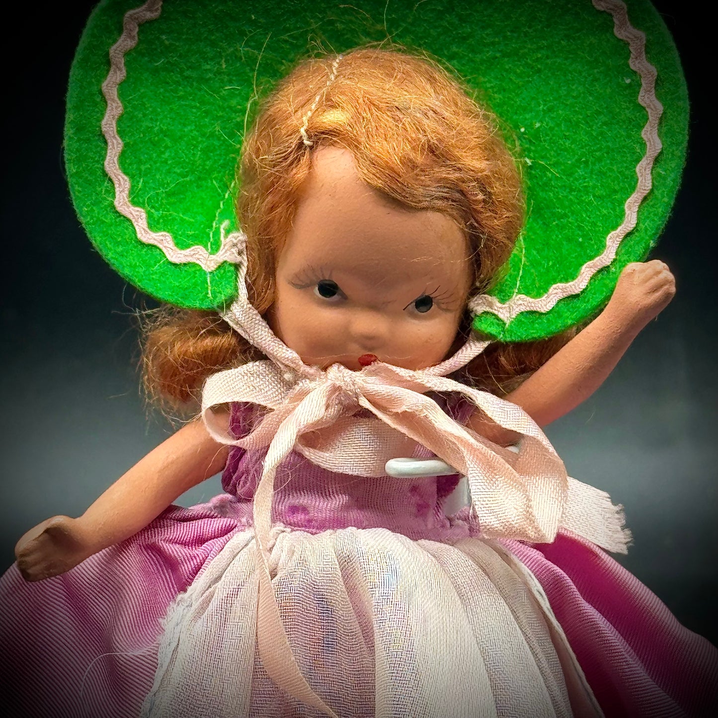Vintage 1930s-40s Nancy Ann Storybook Doll "Girl with Green Bonnet"