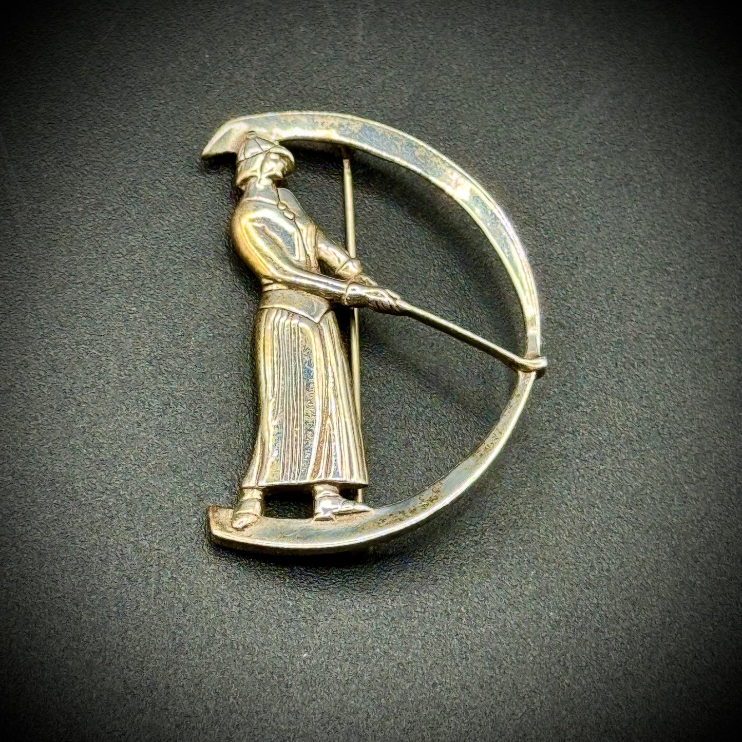 Vintage Art Nouveau MFA Sterling Silver Female Golfer Pin/Brooch