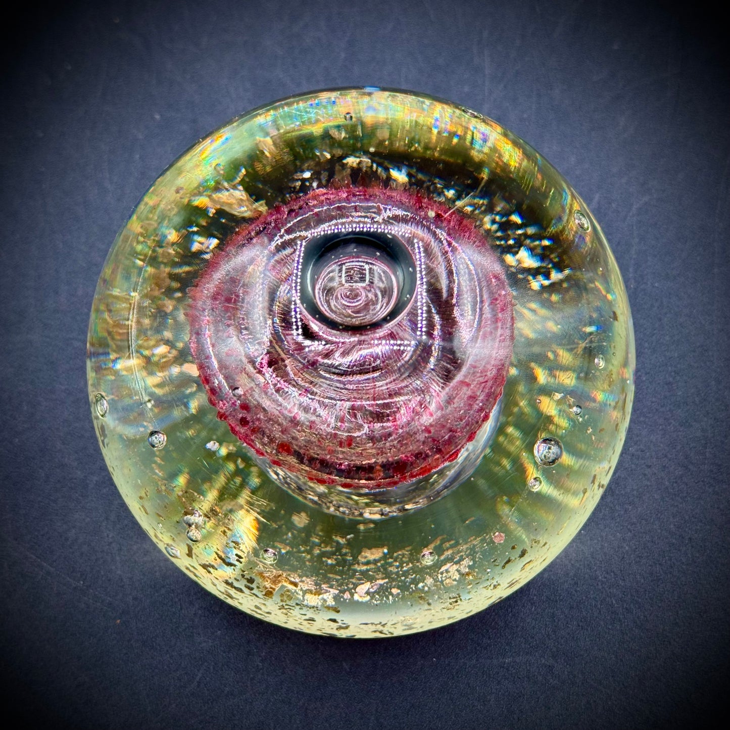 Murano Clear Pink & Gold Fleck Paperweight Made in Italy