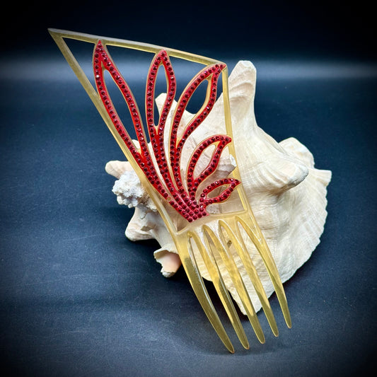 Amazing Lucite & Rhinestone Ornate Women's Hair Comb