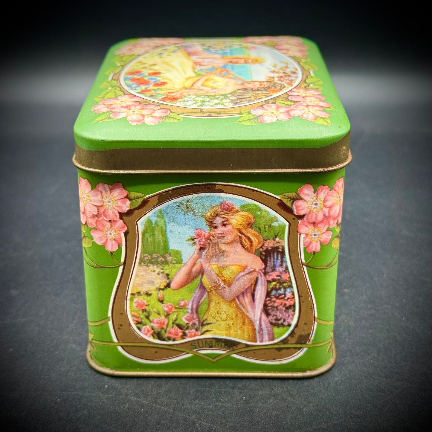 Vintage Four Seasons Metal Tin Box Made in Great Britain