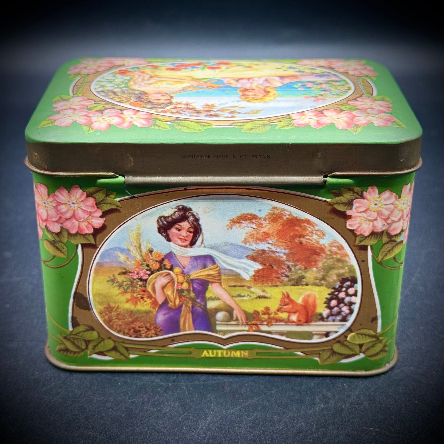 Vintage Four Seasons Metal Tin Box Made in Great Britain