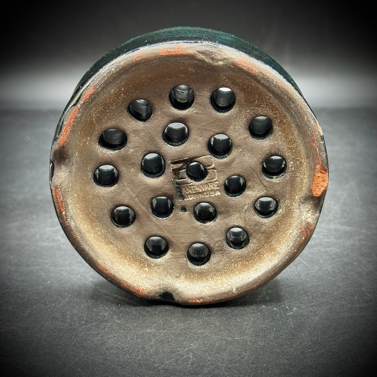 Vintage Zaneware 19-Hole Black Flower Frog - Made in USA