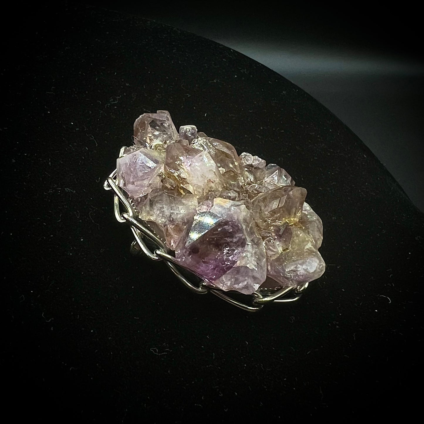 Natural Amethyst & Citrine Crystals Beautifully Set in Brooch