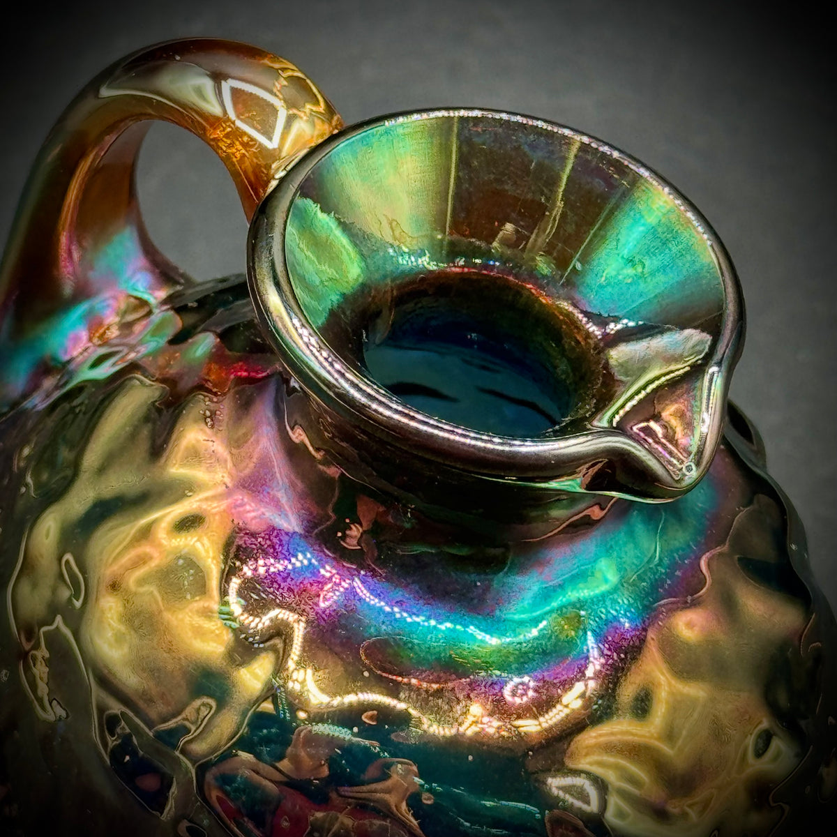Vintage Pilgrim Carnival Art Glass Gold Nugget Pitcher