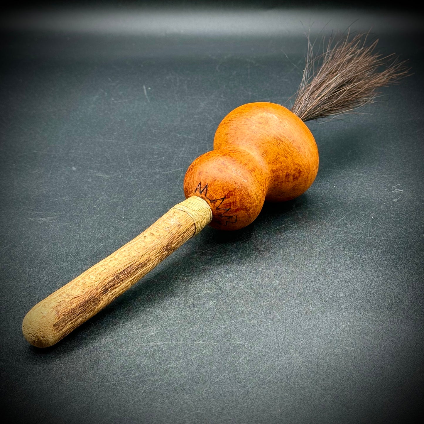 Native American Peyote Gourd Rattle with Horse Hair