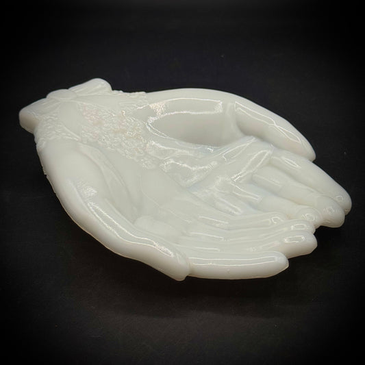 Vintage Avon Milk Glass Hands Dish