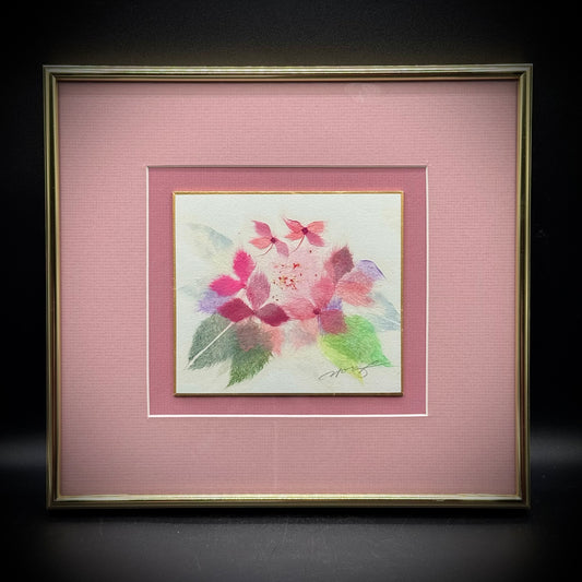 Vintage Framed K. Young Chigiri-e Signed Flower Art