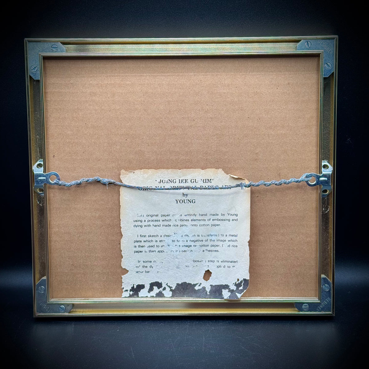 Vintage Framed K. Young Chigiri-e Signed Flower Art