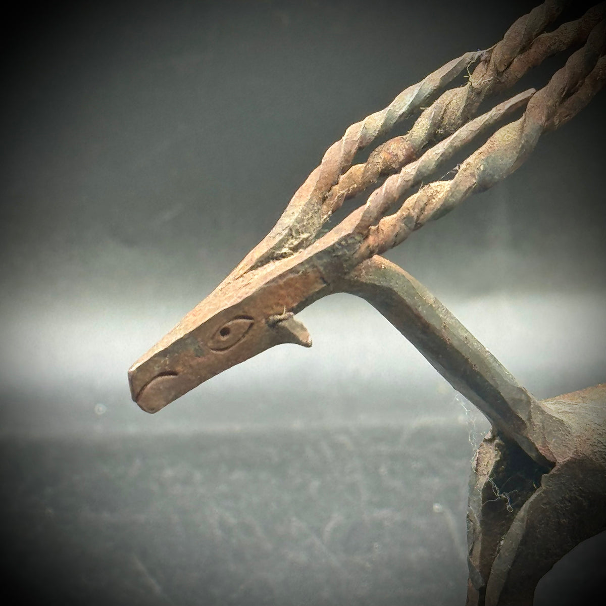 Vintage Brutalist Antelope Wrought Iron Candleholder