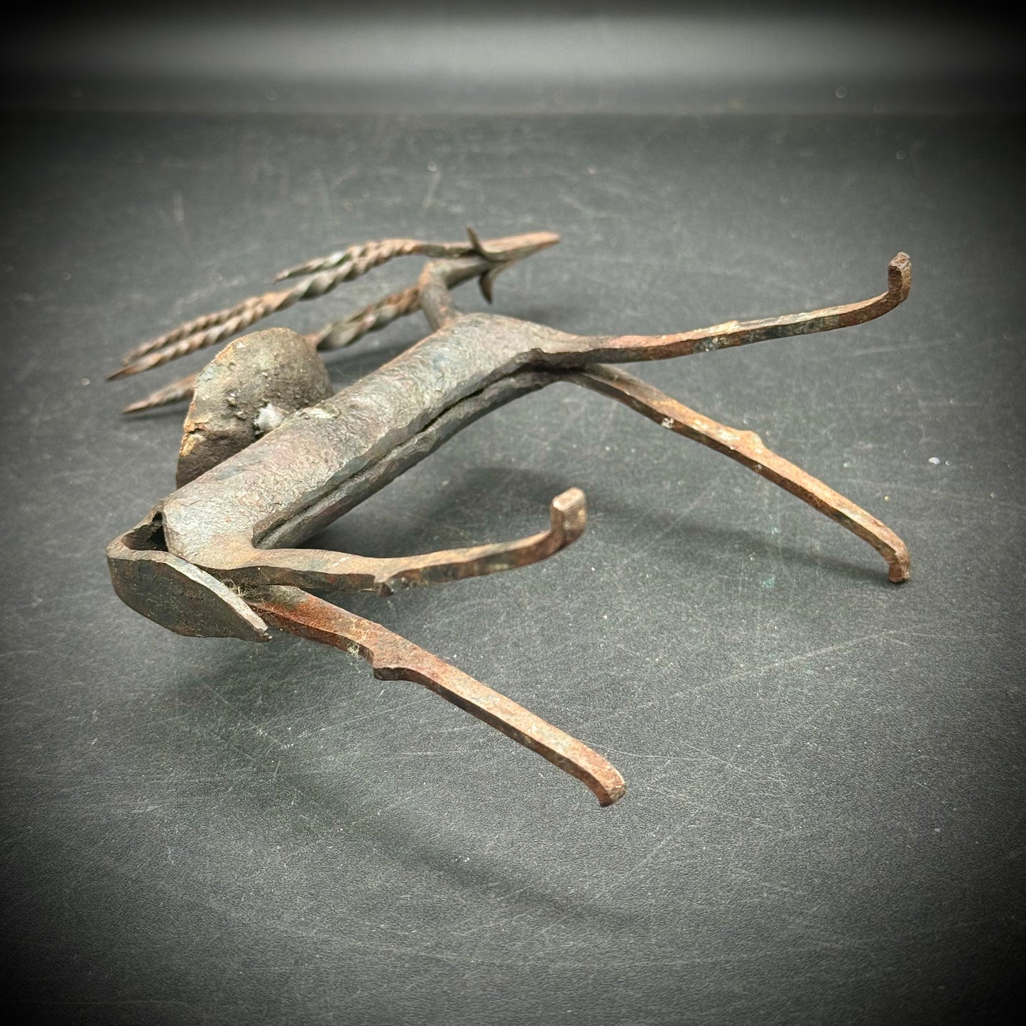 Vintage Brutalist Antelope Wrought Iron Candleholder