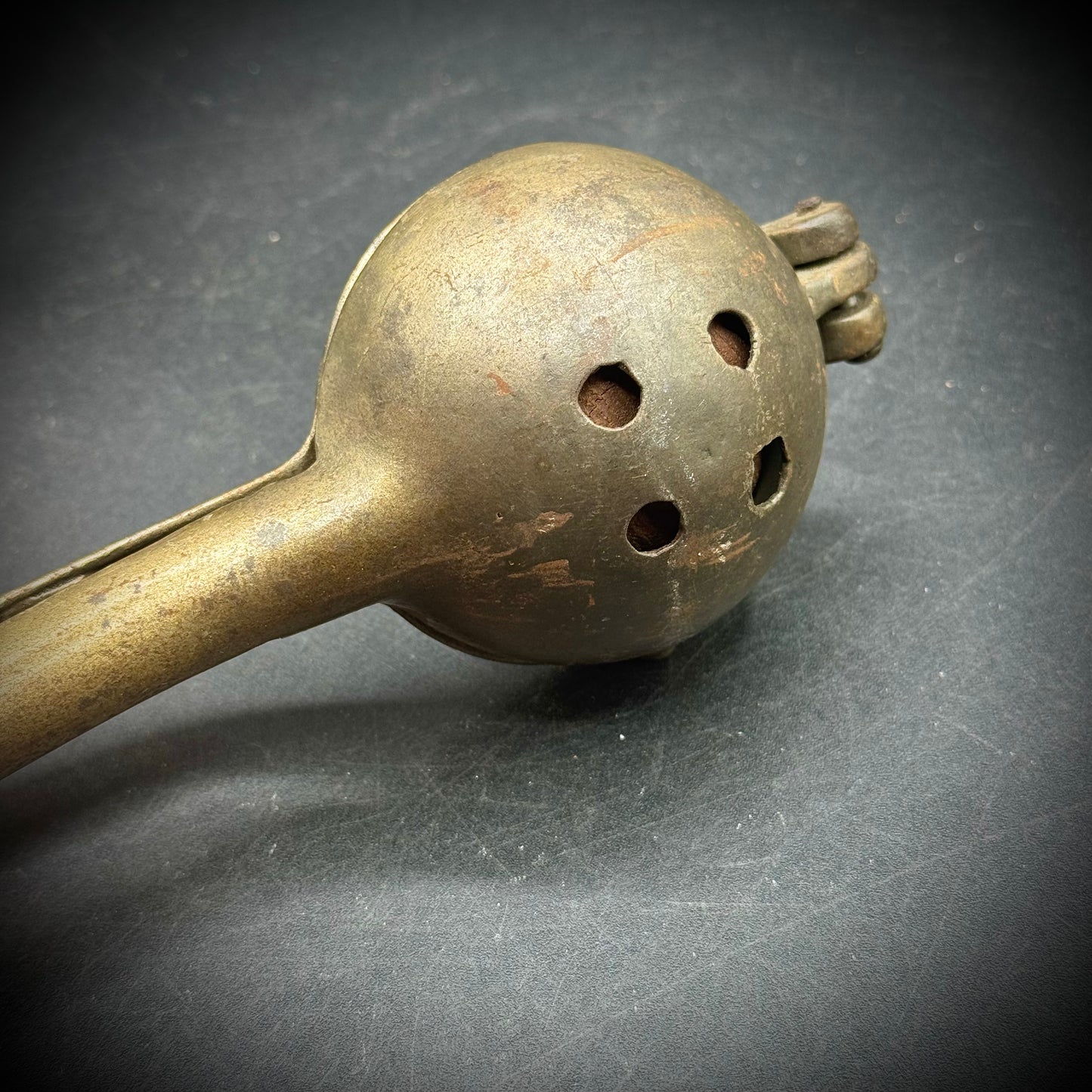 Antique Cast Iron and Wood Pearl Citrus Squeezer