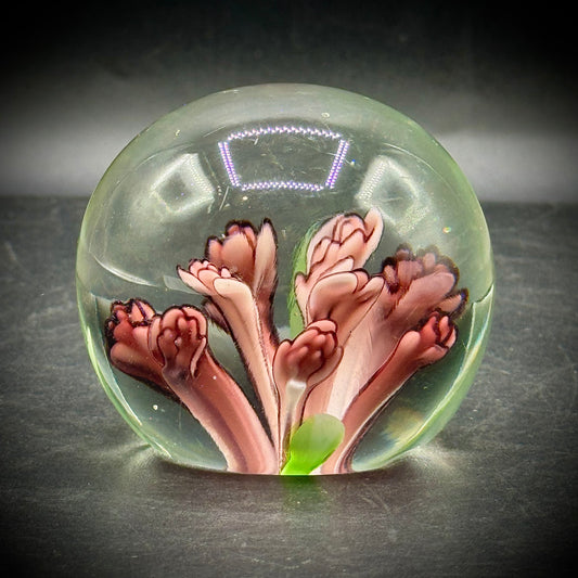 Flower Motif Glass Paperweight