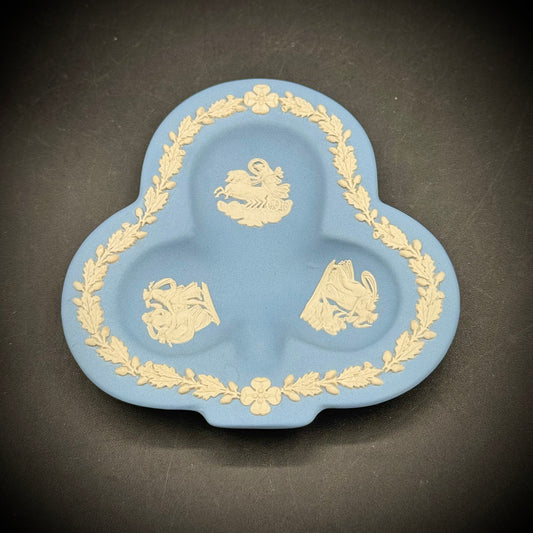 Vintage Wedgwood Blue Japserware Clover Dish with Cherub Motif