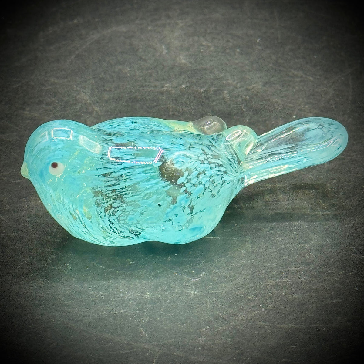 Vintage Blue Art Glass Bird with Original Lefton Label