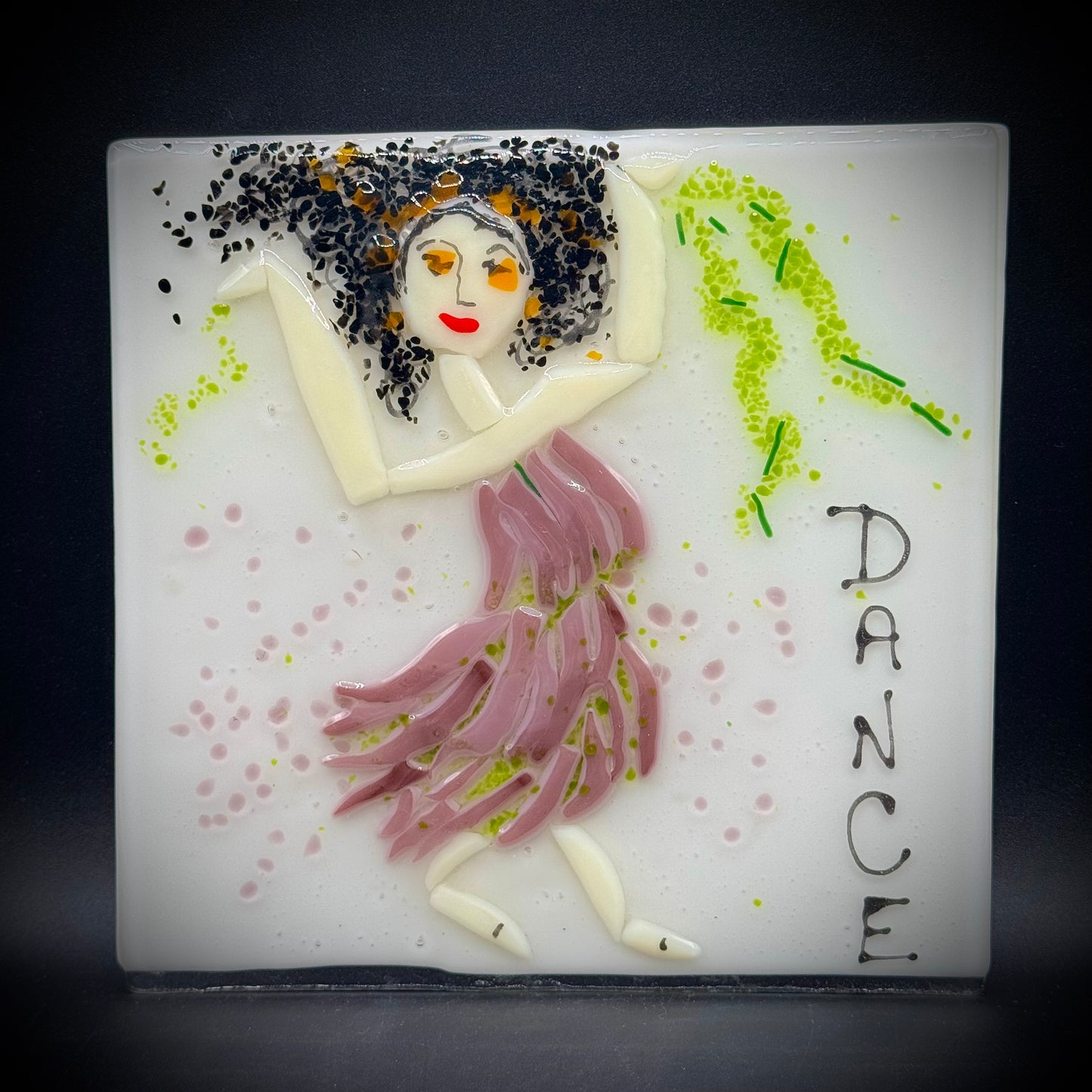 Artisan Made Fused Art Glass Dance Tile