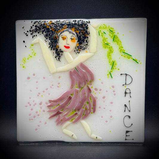 Artisan Made Fused Art Glass Dance Tile