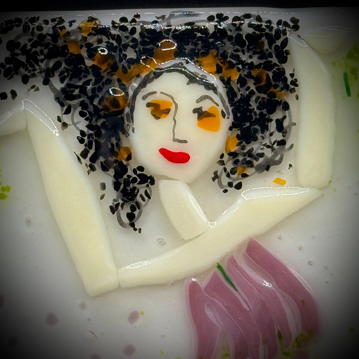 Artisan Made Fused Art Glass Dance Tile