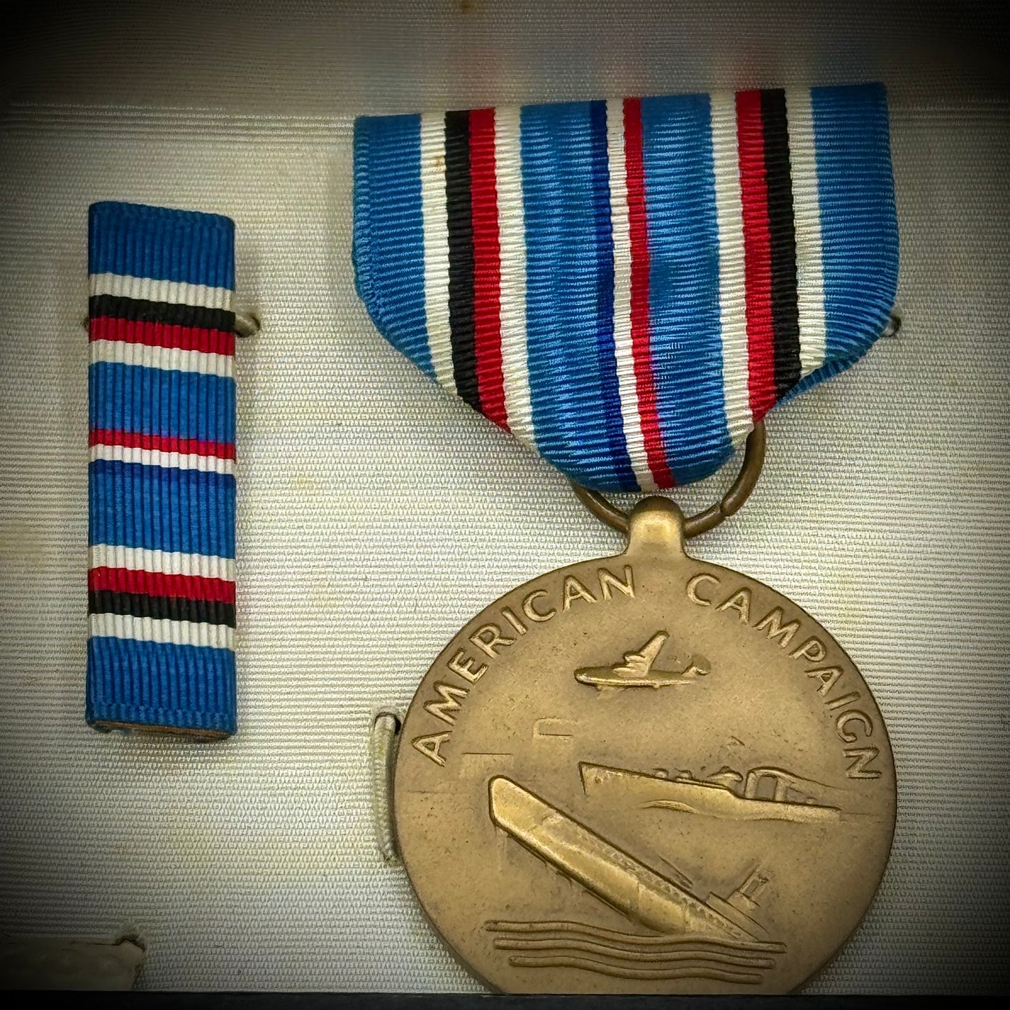 Original WWII American Campaign Victory Metal with Ribbon and Box