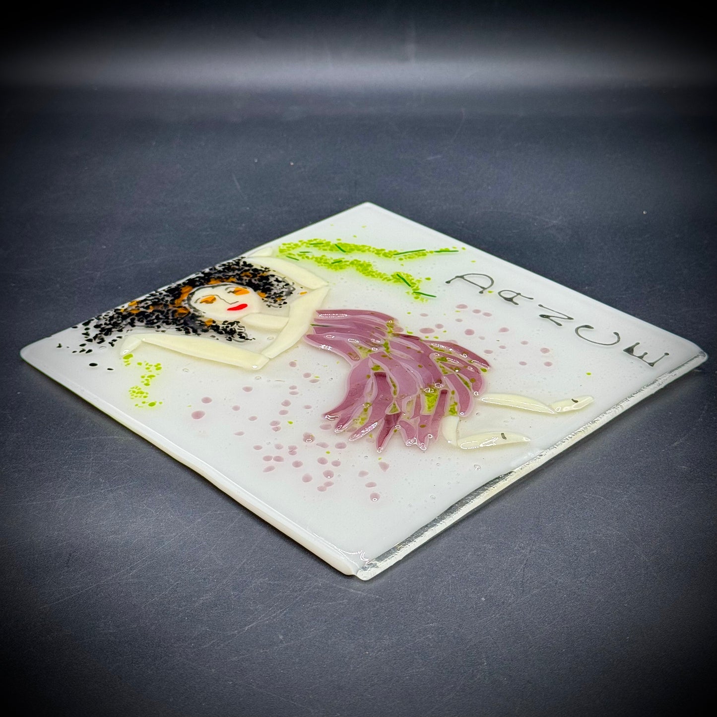 Artisan Made Fused Art Glass Dance Tile