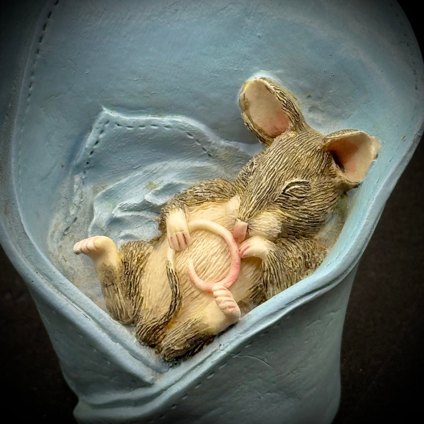 Adorable Vintage "After The Party" Mouse in Napkin Figurine