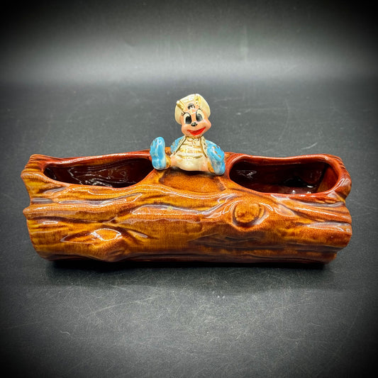 Vintage California Pottery Whimsical Bee on Log