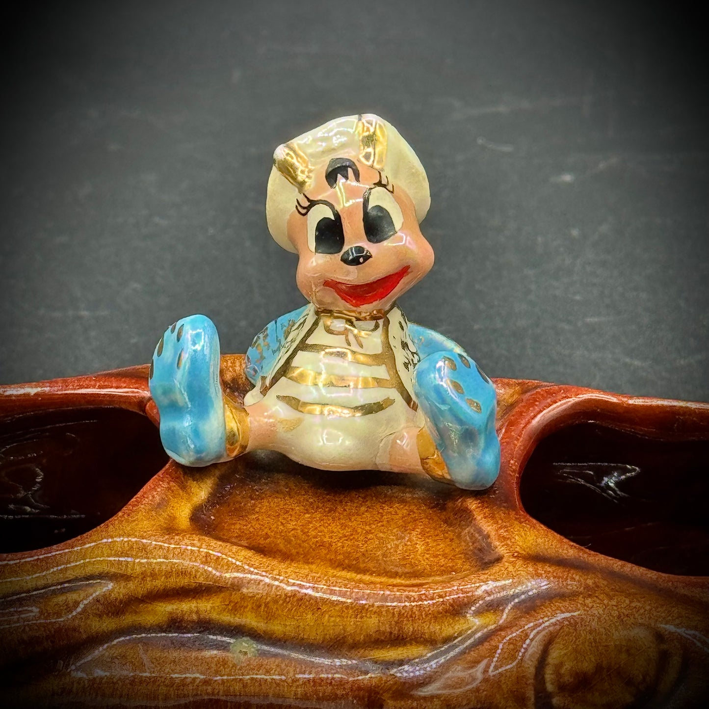 Vintage California Pottery Whimsical Bee on Log