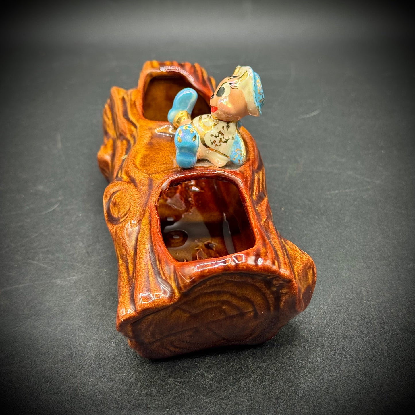 Vintage California Pottery Whimsical Bee on Log