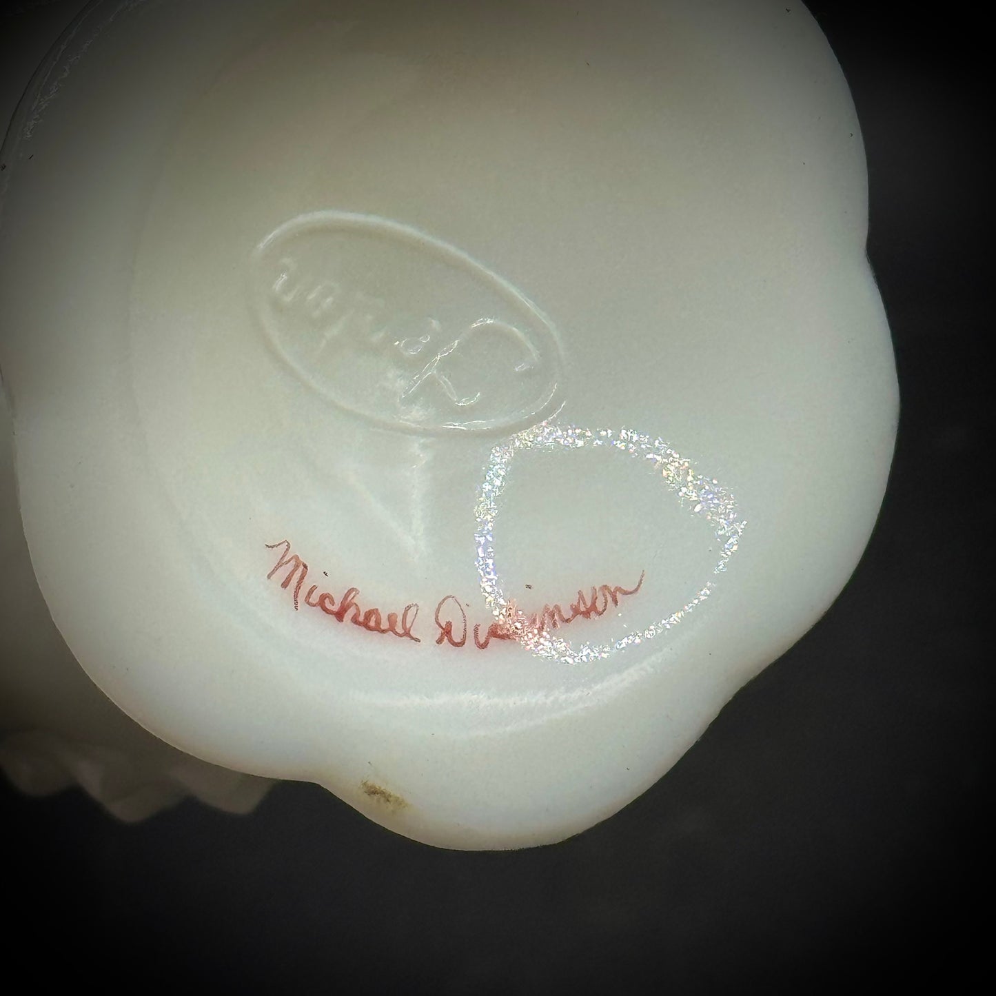 Vintage Fenton Swung Hobnail Milk Glass Hand Painted Vase with Signature