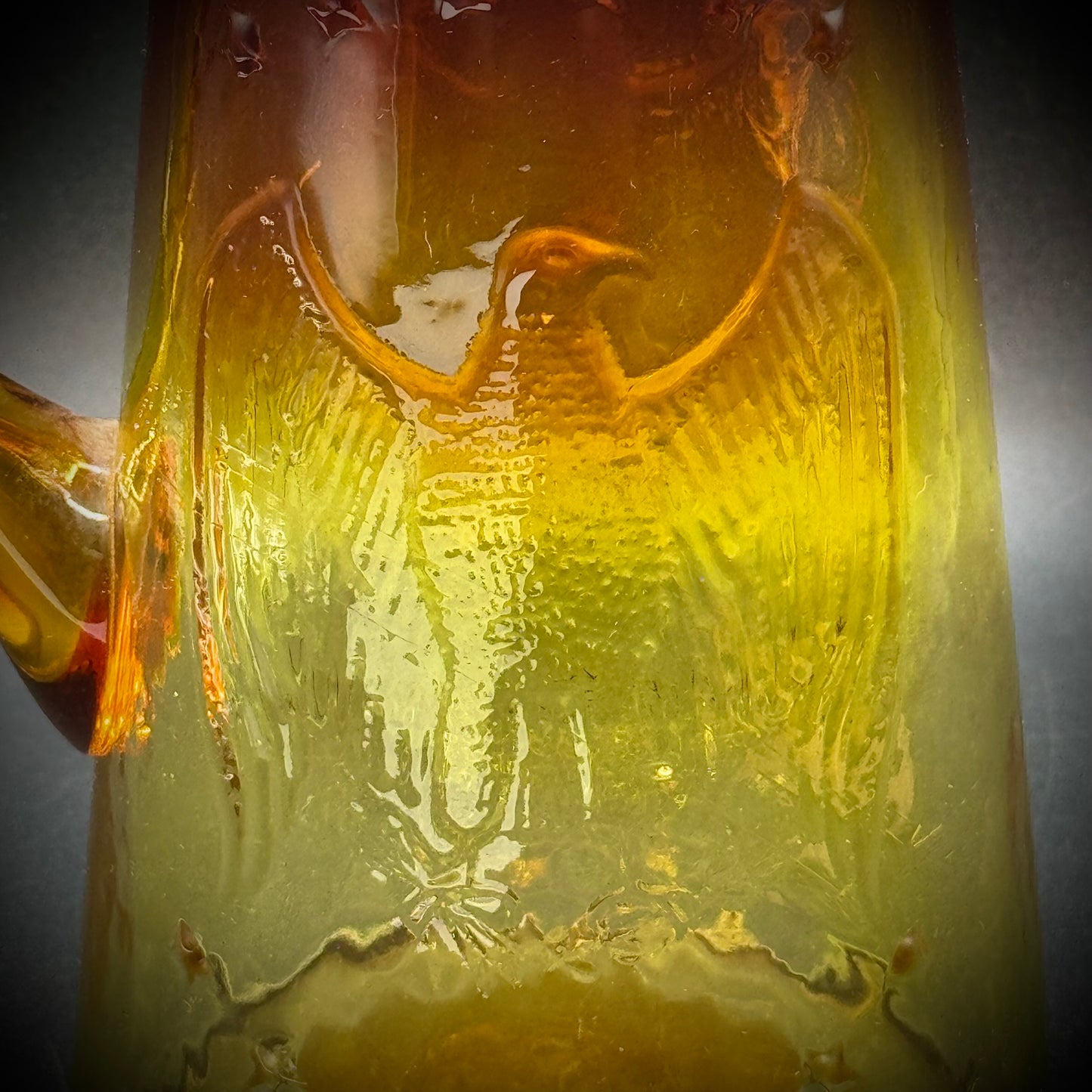 Vintage Kanawha Glass Amberina Large Pitcher with Federal Eagle Motif
