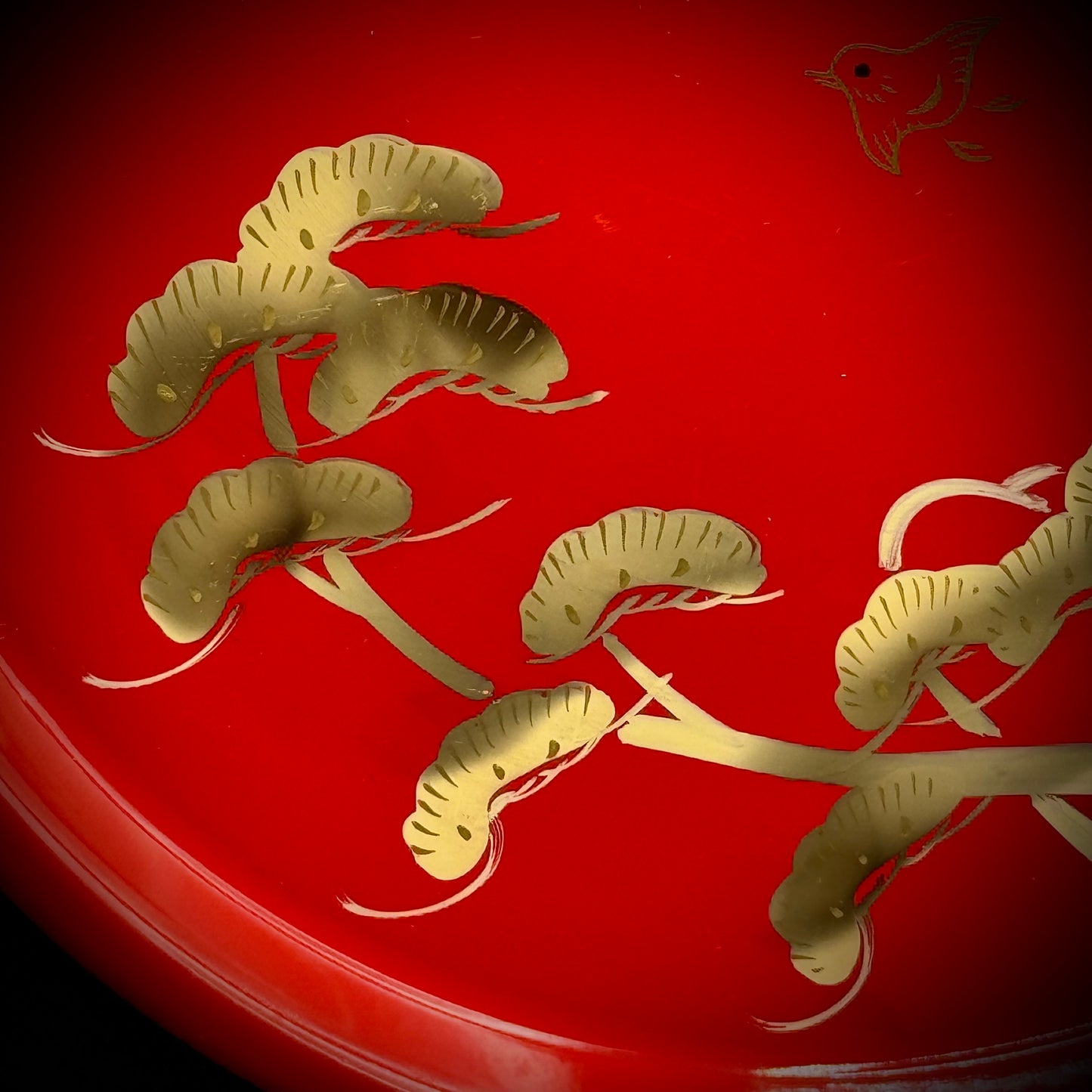 Vintage Red Wajima-Nuri Lacquered Tray - Made in Japan