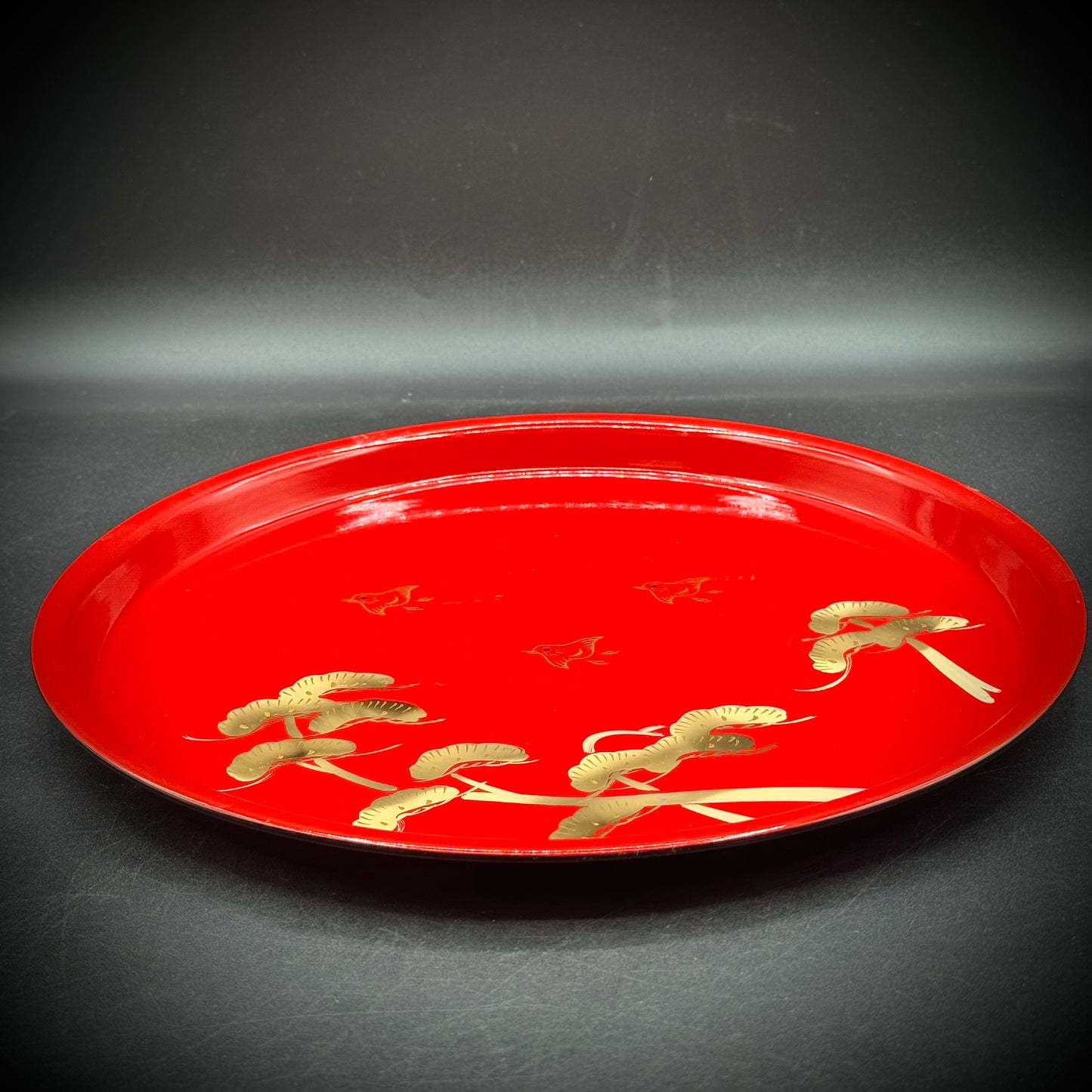 Vintage Red Wajima-Nuri Lacquered Tray - Made in Japan