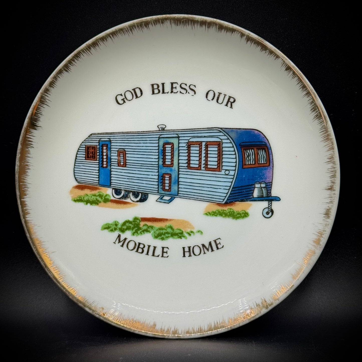 Vintage Kitsch "God Bless Our Mobile Home" Plate
