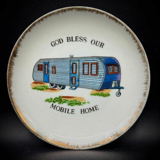 Vintage Kitsch "God Bless Our Mobile Home" Plate