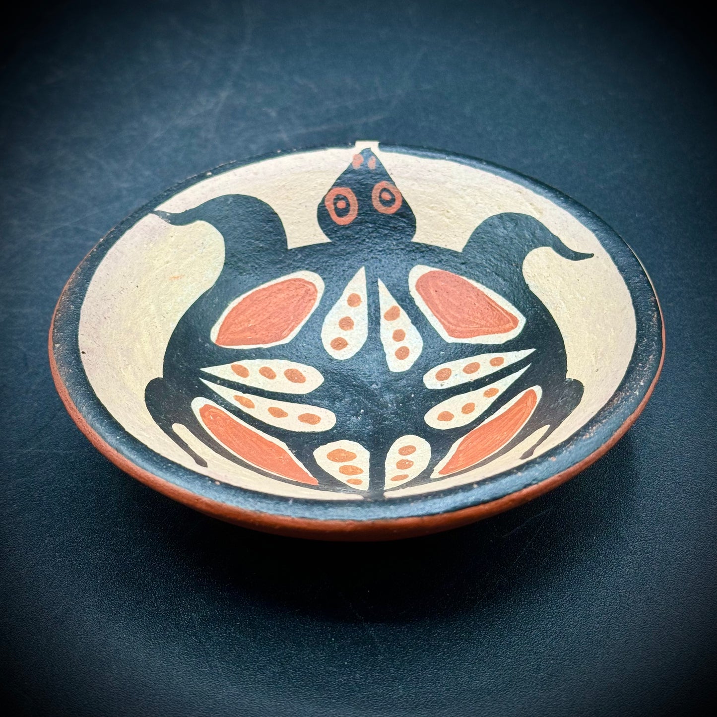 Small Santo Domingo Kewa Clay Pottery Turtle Bowl by Billy Veale