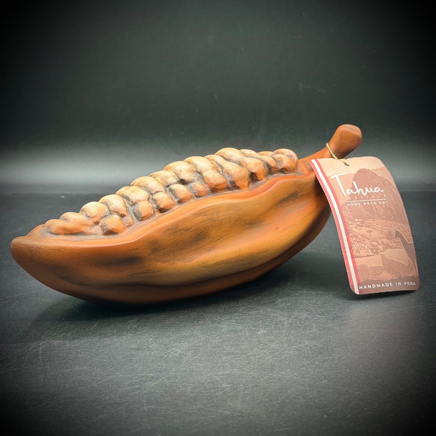 Hand Made Peruvian Tehua Pottery Decorative Cacao Bean Sculpture