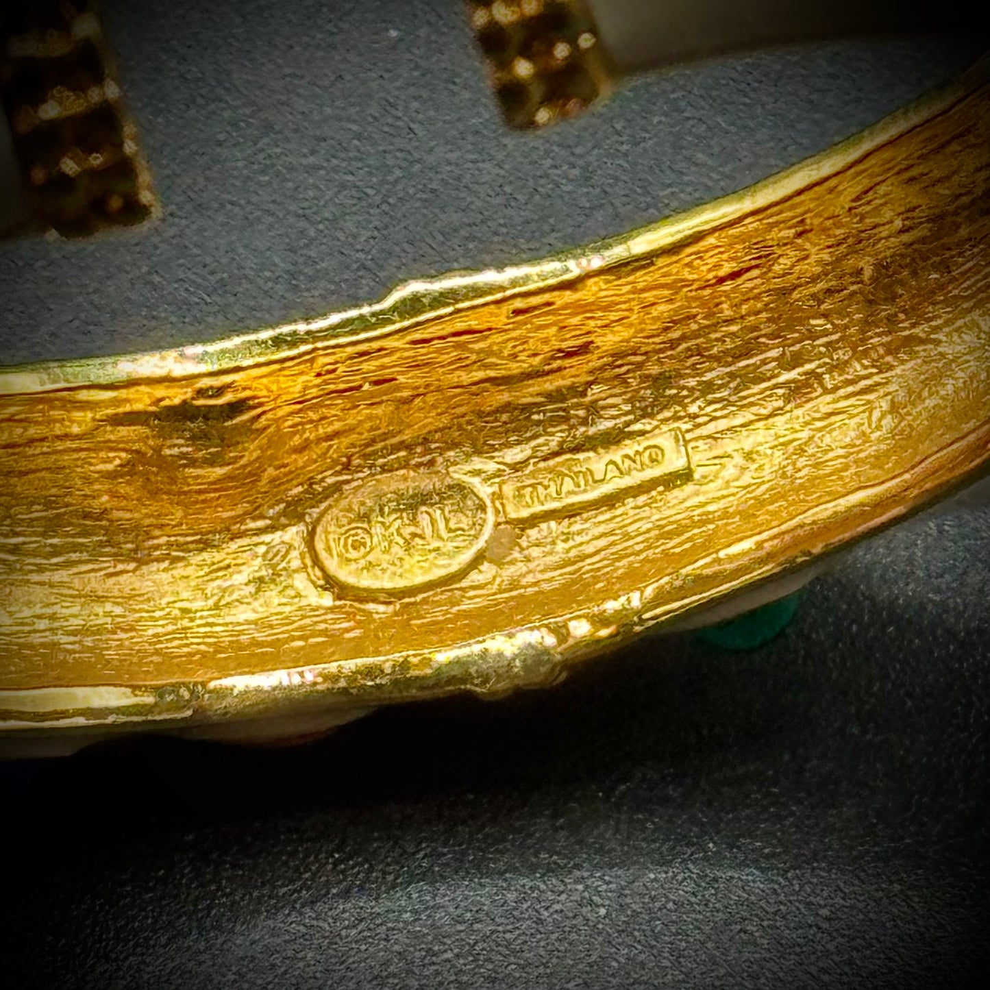 Vintage Kenneth J Lane KJL Mughal Gem Cabochon & Cream Enamel Bangle Bracelet