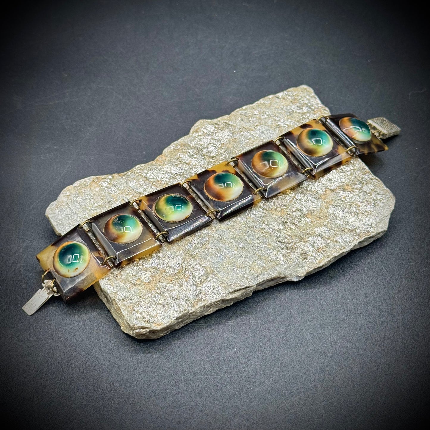 Vintage Operculum Sea Shell Panel Bracelet