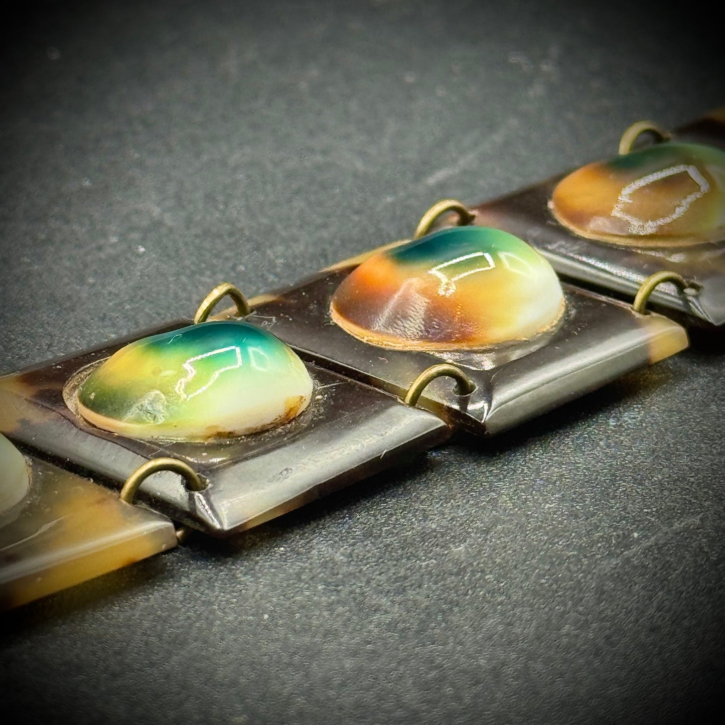 Vintage Operculum Sea Shell Panel Bracelet