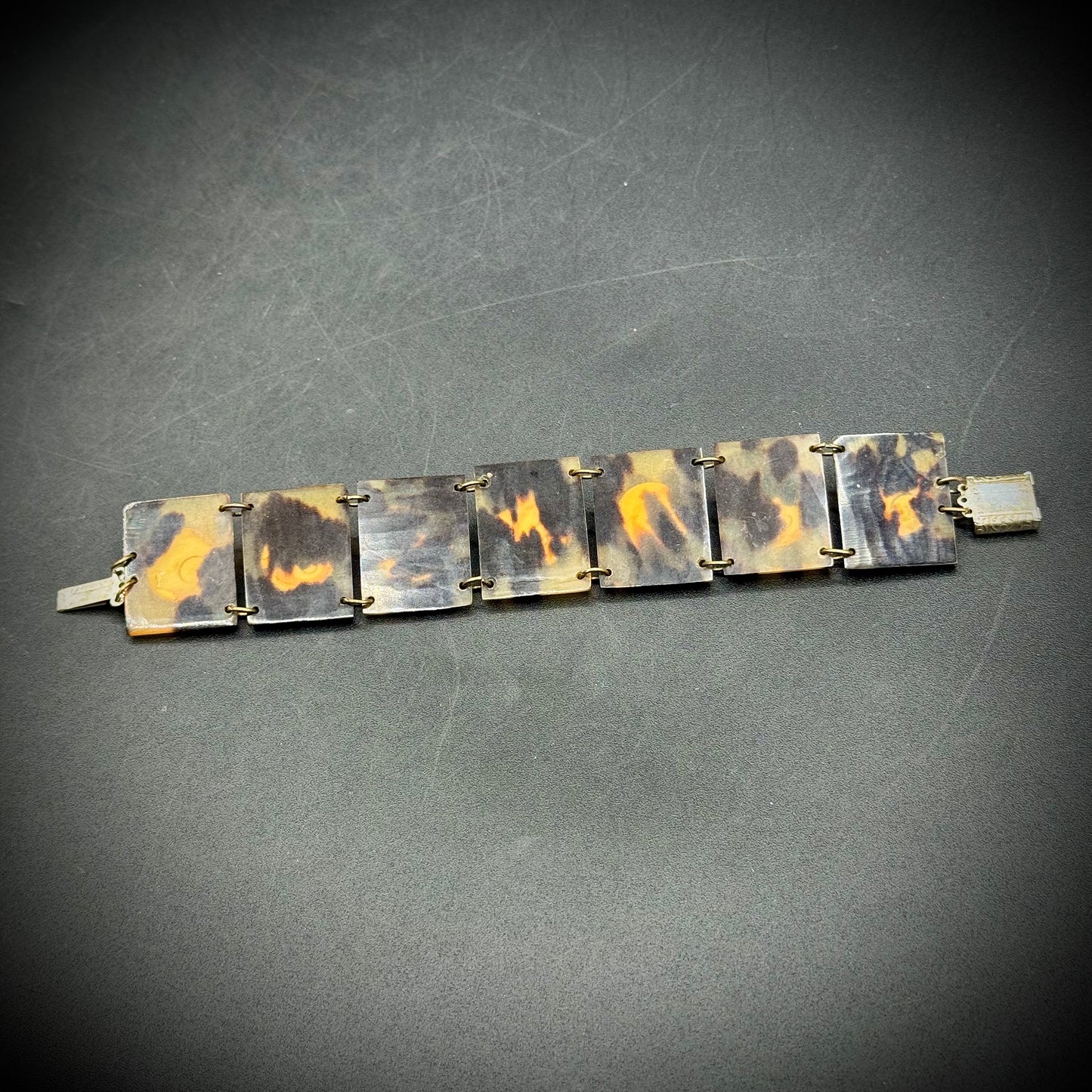 Vintage Operculum Sea Shell Panel Bracelet