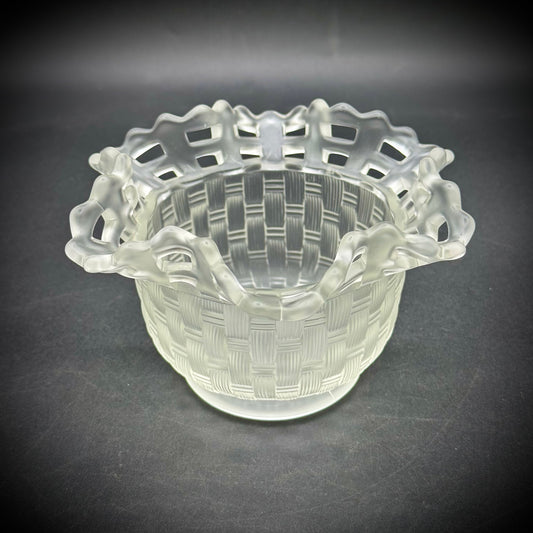 Vintage Fenton Opalescent Basket Weave Ruffle Bowl