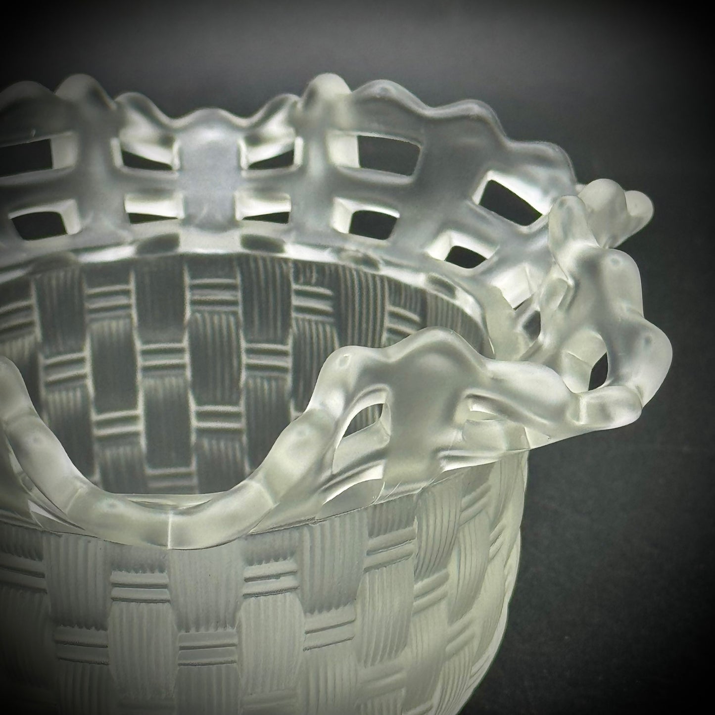 Vintage Fenton Opalescent Basket Weave Ruffle Bowl