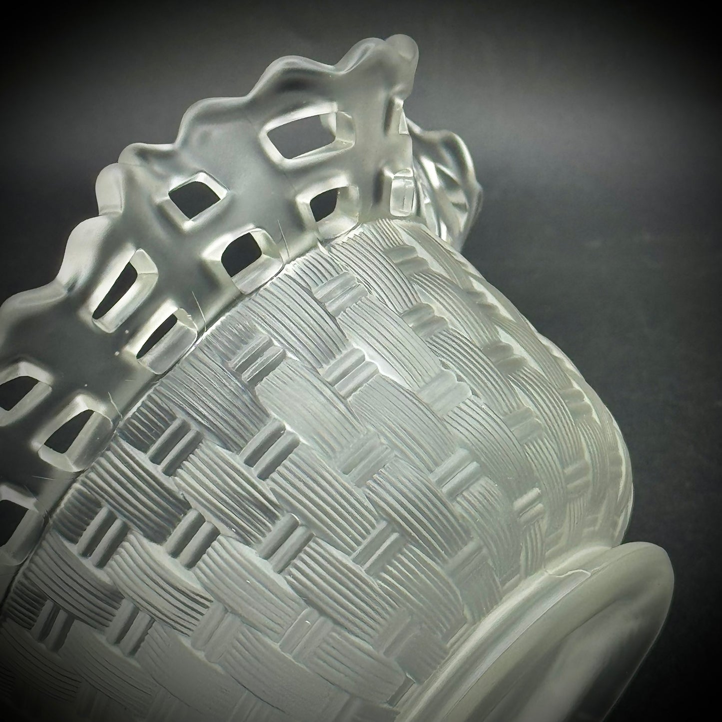 Vintage Fenton Opalescent Basket Weave Ruffle Bowl
