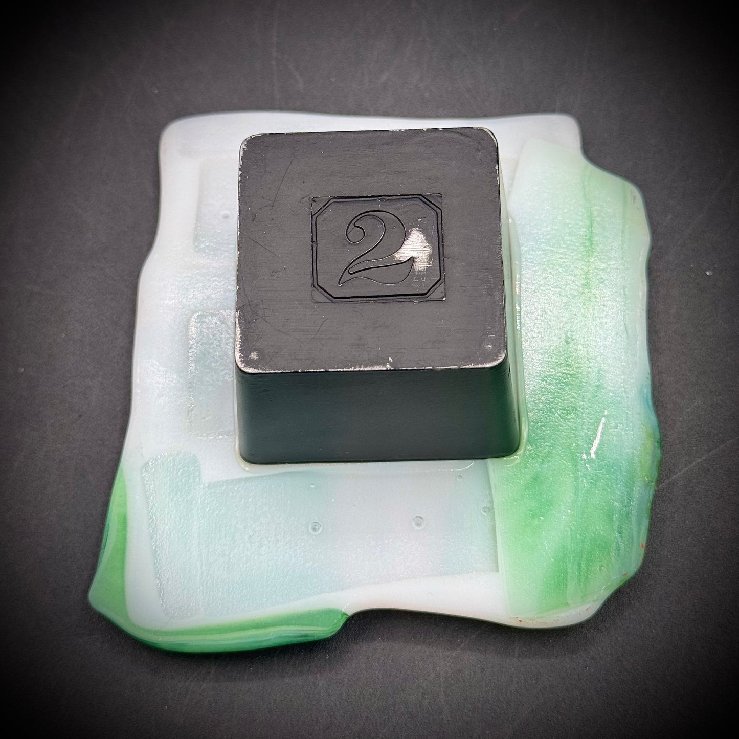 Fused Art Glass ikebana Flower Holder with Frog