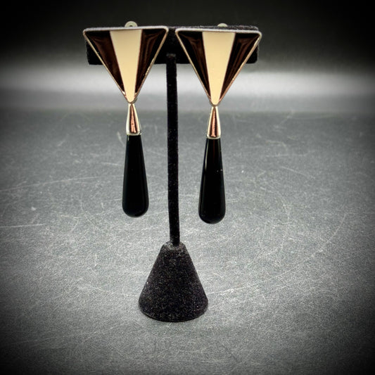 Vintage Clip On Ben Amun Deco Inspired Earrings