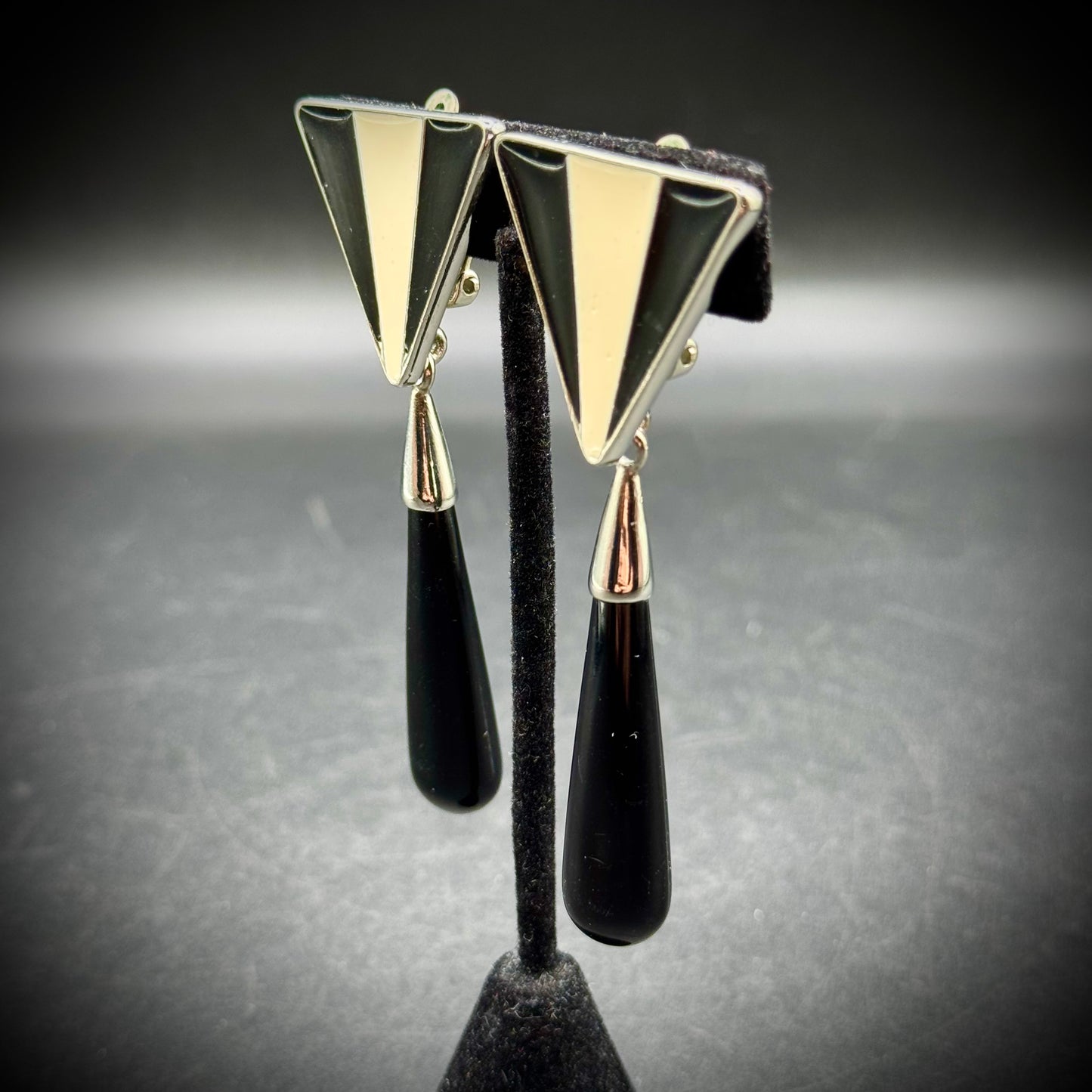 Vintage Clip On Ben Amun Deco Inspired Earrings