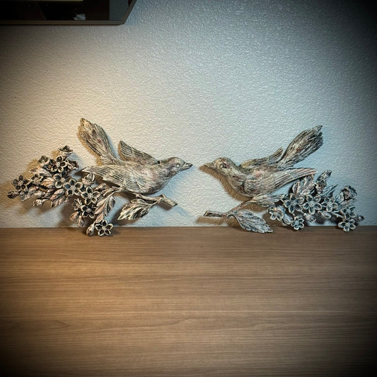 Pair of Vintage 1977 Coppercraft Guild Bird Motif Wall Art Displays